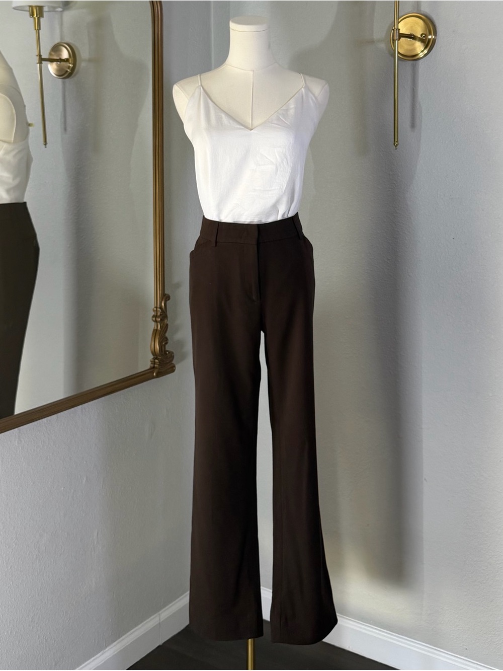 Saks Fifth Avenue Dark Espresso Brown Straight Leg Ankle Trousers Sz 10